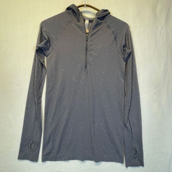 Lululemon Gray Sweat Life Swiftly Tech 1/2 Zip Long Sleeve Hoodie Size 6 - Picture 1 of 10
